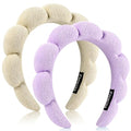 Ztomine Spa Headbands, Set of 2, Terry Cloth Headband for Washing Face or Facial, Puffy Makeup Headbands for Face Washing, Mask, Beige + Purple (1 Beige & 1 Purple Combo Pack) - color: beige + purple