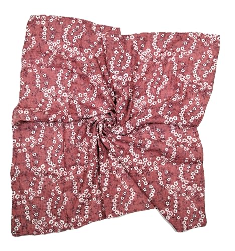 Shanlin Unisex Cotton Square Bandanas Scarves 24x24 - color: Floral2-red