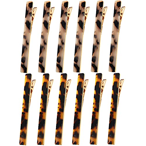 Cobahom 12Pcs Leopard Print Hair Clips Resin Barrettes Tortoise Shell Hair Clip Duckbill Clips for Women Hair Accessories (6 Deep Pattern + 6 Light Pattern) - color: 12 Pcs Leopard Print