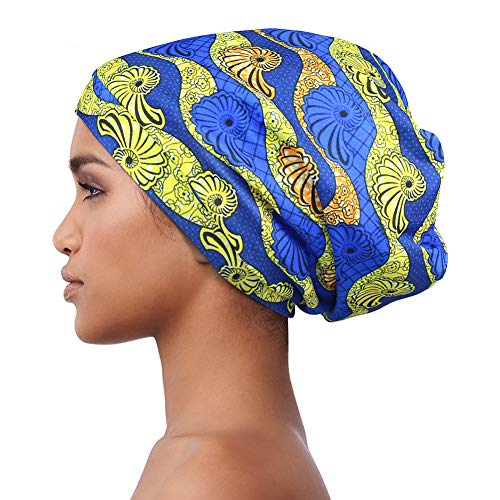 Sleep Cap Satin Bonnets Hat for Black Women Natural Hair Curly Hair Braids - color: African Print