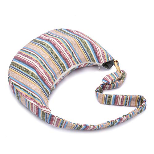 Women Hippie Crossbody Bag cloth boho Sling Bag Canvas Bohemian Hobo Hand Bags - color: Off-white