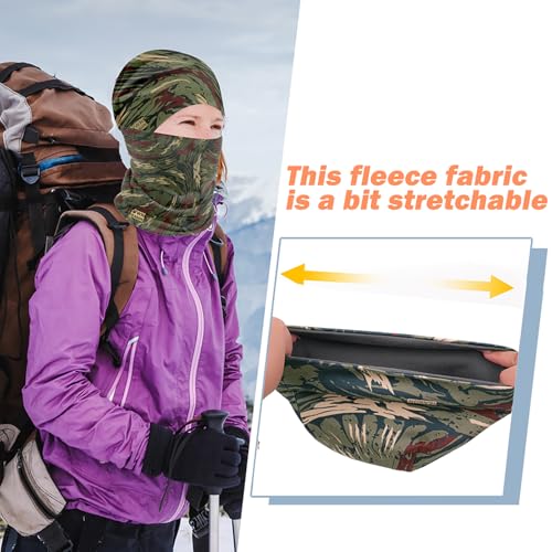 WK IEASON Winter Thermal Fleece Hat Scarf Set for Men Women Warm Windproof Cap Neck Warmer Fleece Beanie Scarf Set for Skiing - color: Army Green