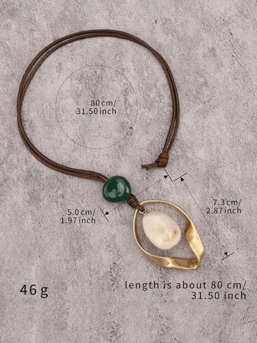 Chunky Necklace for Women Boho Pendant Necklace Statement Western Choker Necklaces for Women Vintage Bohemian Jewelry - style: Casual Pendant Necklace