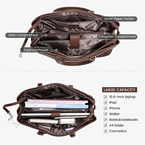 LOVEVOOK Laptop Bag for Women 15.6 Inch Tote Bags Waterproof Leather Briefcase Computer Women Business Office Work Bag,Dark Brown - color: Dark Brown 15.6 Inch, size: 15.6 inch