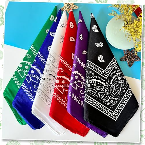 ILHSTY 60 Pcs Women Men Paisley Bandanas Bulk Unisex Bandanas Head Cowboy Scarf Necktie handkerchief Party Supplies - color: Green