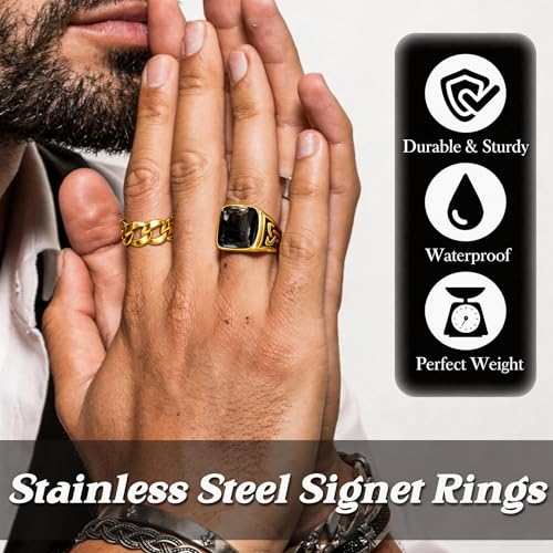 12 Pcs Stainless Steel Vintage Ring for Men Carving Celtic Sliver Band Rings Set Men Rings Jewelry - color: Gold