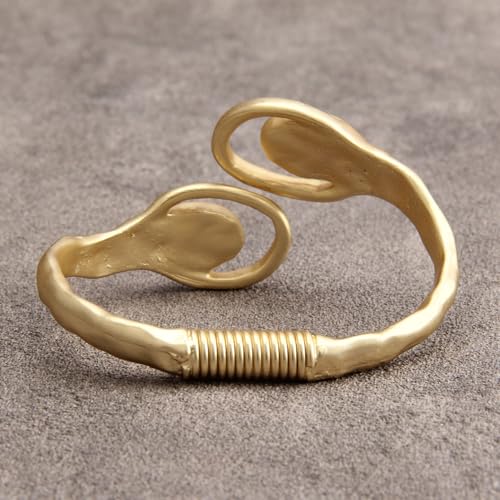 Gold Cuff Bracelet for Women Silver Beaded Bracelets Open Bangle Stackable Stretch Bead Bracelet Boho Jewelry Gifts for Wife Couple - style: Gold Chunky Bracelet