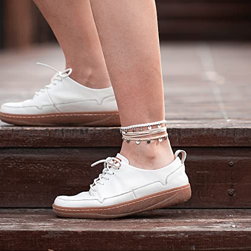 FANCY SHINY String Ankle Bracelets Waterproof Rope Anklets Braided Beach Boho Coin Anklets Cute Friendship Foot Jewelry for Women - style: White