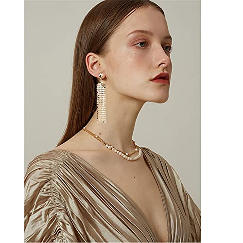 coadipress Metal Mesh Grid Sequins Tassel Long Drop Dangle Earrings for Women Trendy Lightweight Charms Disco Vintage Colorful Long Hook Earrings Bridal Wedding Jewelry - color: Long Gold Mesh