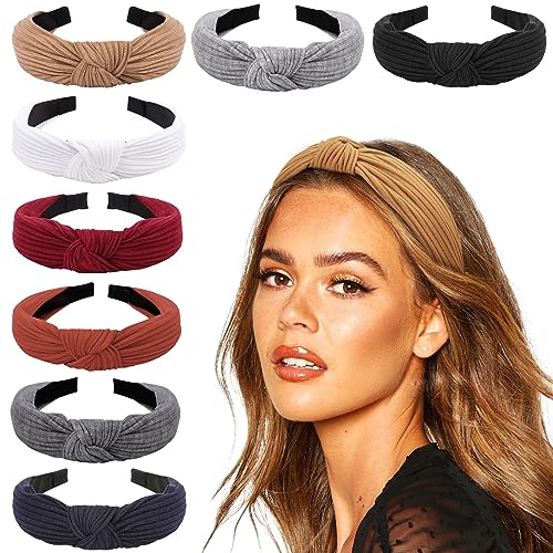 DRESHOW 8 Pack Knotted Headbands for Women Wide Turban Headband Yoga Exercise Ribbing Hair Hoop Hair Bands Accessories - color: 8 Pack Plastic Hair Hoop D