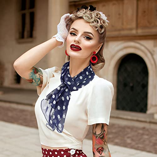 E-Clover Unique Fashion Women's Scarf Chiffon Sheer Scarves for Women Lightweight - color: Polka Dot-navy White