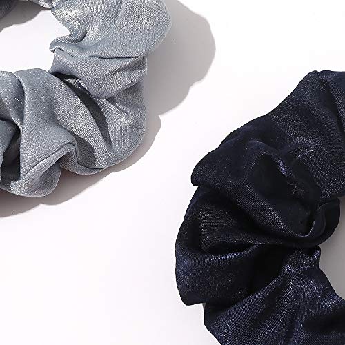 Silk Satin Scrunchies Women Hair Ties - Ivyu Big Scrunchy Ponytail Holder No Crease Hair Bands Soft Elastic No Hurt Your Hair for Vsco Girl Women Blue - color: Mixed