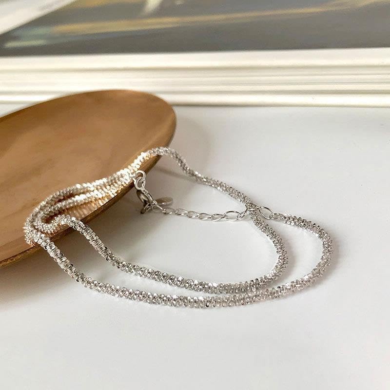 MIDEEO Gold/Silver Ankle Bracelets for Women,14K Gold Anklets for Women Waterproof Cuban Link Heart Beads Herringbone Rhinestone Anklets Set Layered Anklet Bracelets for Women Gold Jewelry Gift - style: 2 Layers Anklet E-Sliver