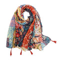 Yeieeo Boho Scarf for Women Lightweight Floral Printed Scarf Fall Winter Fashion Fringed Shawl - color: Floral 6