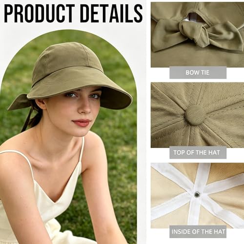Women Wide Brim Sun Hat Adjustable Packable Beach UV Protection Gardening Hats - color: Green