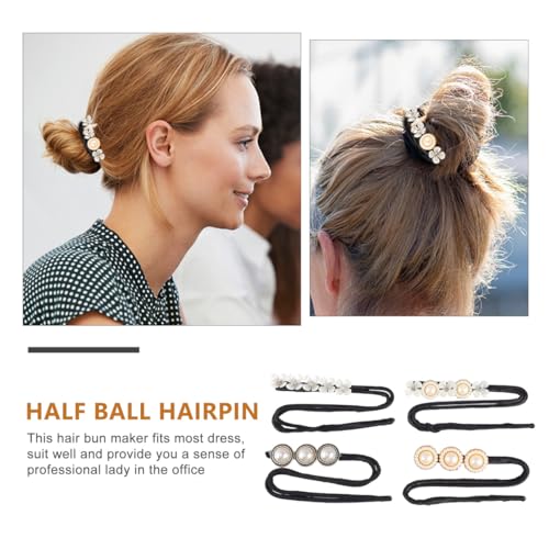 Beaupretty 4Pcs Hair Bun Shaper Twisted Hair Band with Anti-Slip Pearls Pins Bun Maker for French Twist Updo Styling Daily Wear Office Wedding