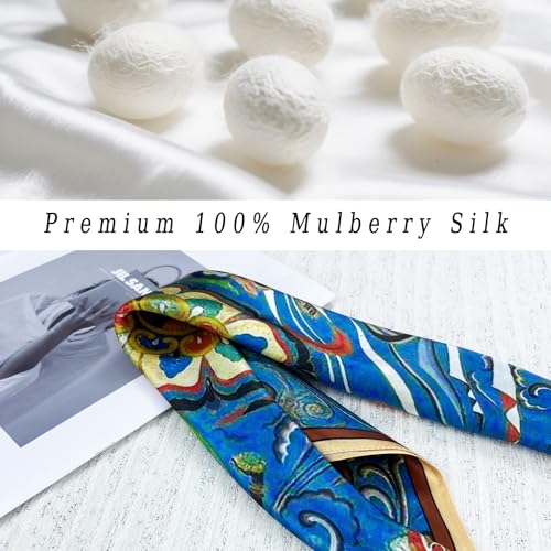 Women's Small 21 inch 100% Silk Scarf Bandana for Head Neck Hair | 100% Mulberry Silk Lightweight Designs Gift-Ready Packaging For Hair Fashion 21"x21" Printed - color: 203multicolor