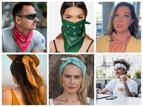 Gift Packaging Bandana for Men Women - 100% Cotton, Paisley, 22x22 In, 1 Pack - Large Bandanna Handkerchief Cowboy Hanky - color: Dark Green