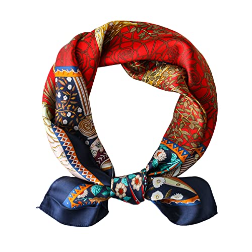 STARWHISPER 100% Pure Mulberry Silk Square Scarf-27''x27 Lightweight Hair Scarves Headscarf Night Sleeping with Gift Packed - color: Colorful Garden
