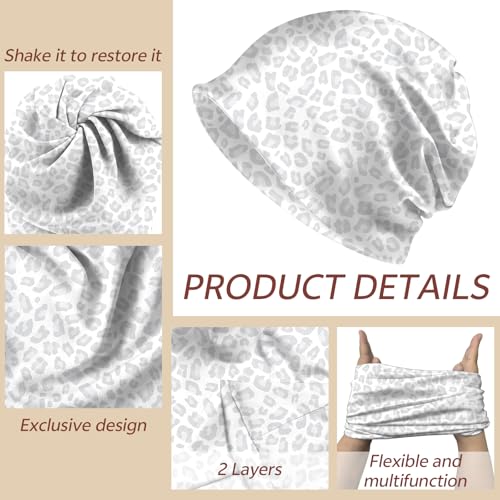 Chemo Caps Slouchy Beanie Hat Stretch Cancer Head Wraps Turban Sleep Headwear Scarf for Women Girls Men - color: I-12-grey Leopard