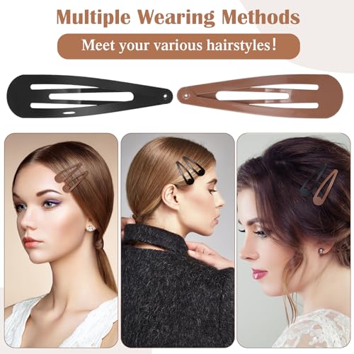 WILLBOND 30 Pieces 3.1 Inch Large Metal Snap Hair Clips Nonslip Barrettes Women Hair Accessories (Brown and Black) - color: Brown and Black, style: Minimalist