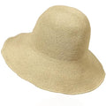 Women Straw Sun Hat Summer Beach Hats Foldable Floppy Cap Wide Brim Bucket Hat Solid Handmade Sun Protection Caps - color: Beige