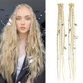 Clip in braids, 2PCS 16Inch Dreadlock Extensions with Beads & Chains, Viking Boho Braids for Cosplay, Renaissance Festival, Daily Styling (Light Blonde, 16 Inch) - color: Light Blonde