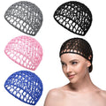 Geyoga 4 Pieces Mesh Crochet Hair Net Rayon Knit Snood Hat Thick Short Women Hairnet Snoods Cover Ornament for Sleeping(Black, Pink, Gray, Blue) - color: Black, Pink, Gray, Blue