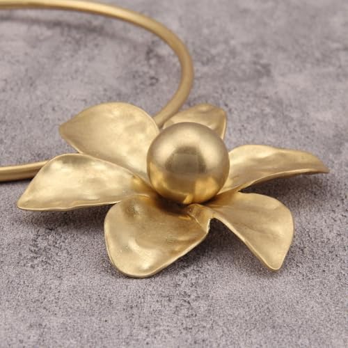 GelConnie Long Necklaces for Women Boho Large Pendant Necklace Casual Bohemian Brown Leather Choker Sweater Circle Statement Stone Necklace - style: Flower Gold Necklace