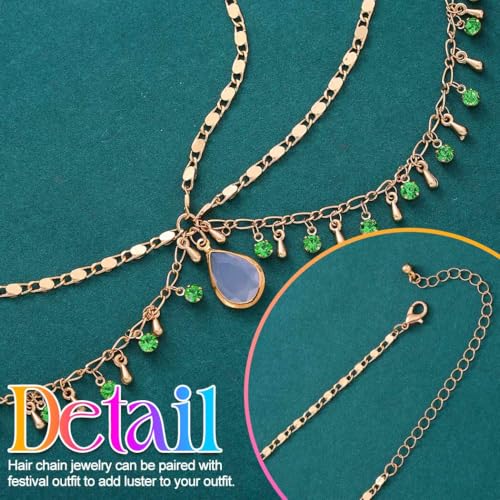 Aukmla Boho Head Chain Opal Rhinestone Headpiece Forehead Fashion Headband Hair Accessories for Women
