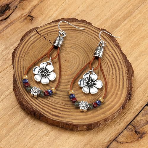 Boho Earrings for Women Trendy Gold Dangle Earrings Vintage Bohemian Indian Country Jewelry Gifts Boho Dress Chic Clothing - color: A5:boho flower earrings