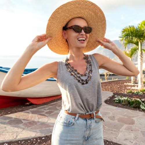 Happyyami 3- Layered Statement Necklace Womens Bohemia Choker Necklaces Multicolor Fashion Wood Bead Necklace
