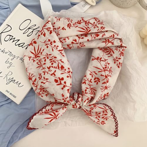 Cotton Bandana,Large Bandanas for Women,Head Coverings for Women,Head Scarf Handkerchief, Square Headband 27" x 27" - color: 27-11-foliage-red