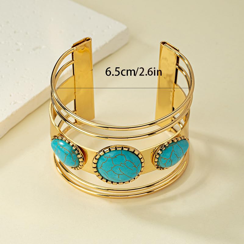 Western Bracelets for Women Vintage Chunky Turquoise Cuff Bracelet Turquoise Country Bracelets Adjustable Boho Cuff Bracelet Western Country Costume Jewelry Accessories - style: style2
