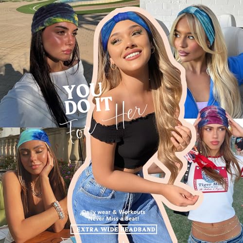 Awumbuk Wide Headbands for Women Knotted No Slip Head Bands Soft Turban Headband Hair Accessories Boho African Solid Color Head Wraps for Women Yoga Workout (yellow) - color: yellow