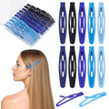 Obeoby 40 Pcs 5 Colors Metal Snap Hair Clips for Women Girls, 2.36 Inch Blue Black Barrettes Accessories Gifts - color: Blue