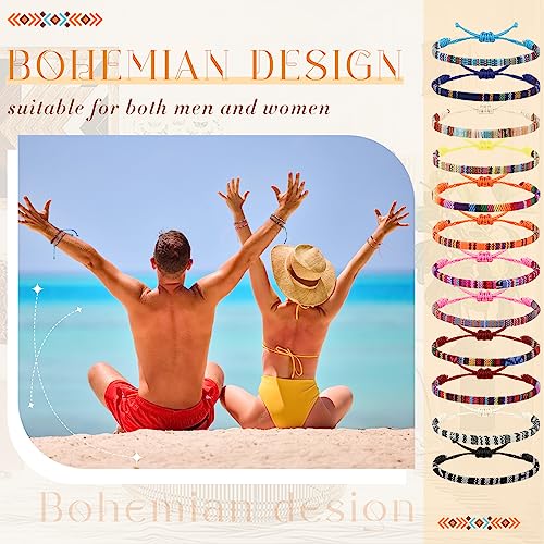 Yinkin Boho Surfer Ankle Bracelet Unisex Handmade Braided Bracelet Adjustable Woven Friendship Beaded Anklets Waterproof Beach Bracelets for Women Men