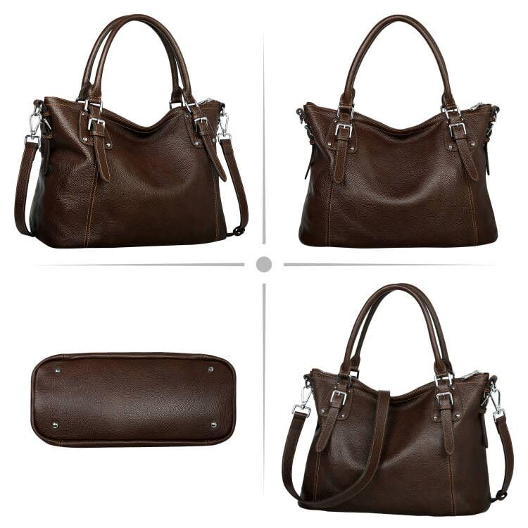 HESHE Genuine Leather Purses and Handbags for Women Tote Shoulder Bag Satchel Purse Top Handle Bags Hobo Crossbody Purse - color: Coffee, size: Large