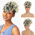 Drawstring Ponytail with Bangs - Afro Puff Extensions for Women, Short Curly Clip in Wrap Updo Hairpiece (T1B/613#) - color: T1B/613#