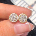 1pair Fashion Exquisite Inlay Shiny Zirconia Round Stud Earrings for Women Men Daily Casual Party Simple Earrings Accessories - color: Golden