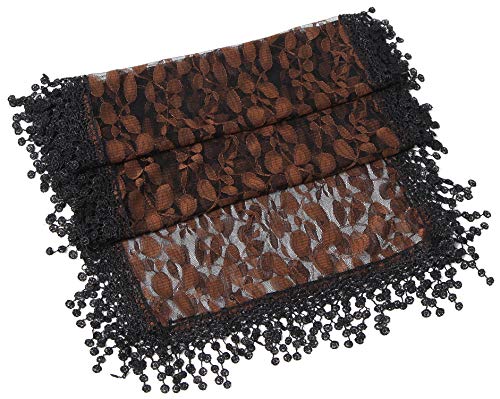 Cindy & Wendy Lightweight Soft Leaf Lace Fringe Scarf Bridal Shawl for Women - color: Gold/Black