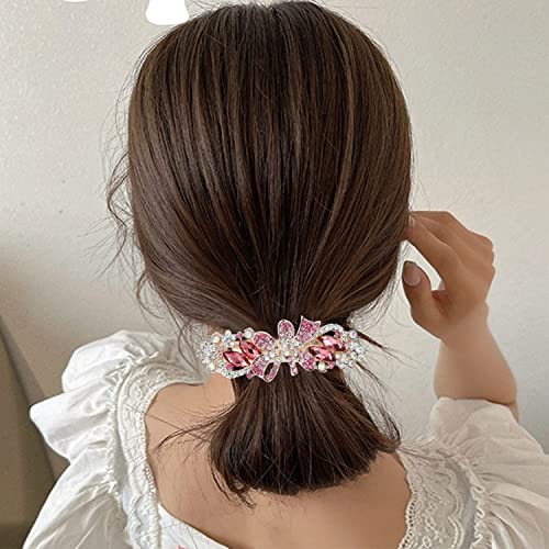 inSowni 4 Pack Luxury Glitter Sparkly Jeweled Gems Korean Decorative Crystal Rhinestone Flower Strong Metal French Barrettes Snap Alligator Hair Clips Headpieces Accessories for Women Girls - color: 4pcs Set F