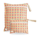 mushie Water Resistant Wet Bags | Large & Small Reusable Storage Bag for Baby Items and Travel | Zippered Pockets with Handle | Machine Washable, Set of 2 (Happy Flowers Check) - color: Happy Flowers Check