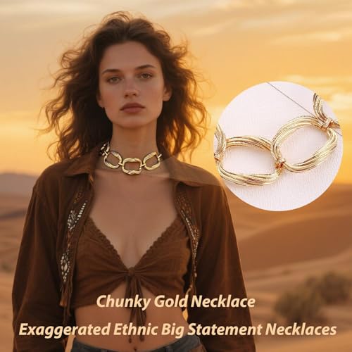 choice of all Chunky Gold Necklace Statement Necklace for Women Punk Chain Thick Gold Choker Jewelry Trendy Birthday Gifts - color: N1:chunky gold necklace