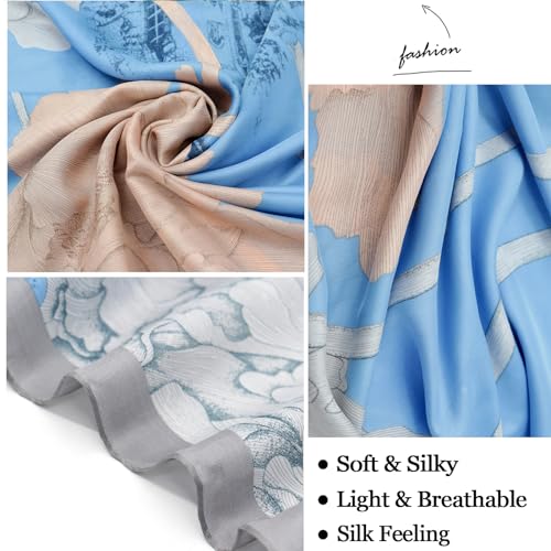 vimate 100% Large Silk Feeling Scarf-Women's Fashion Long Mulberry Silk Satin Neck Scarf Sunscreen Shawl Wrap Headscarf - color: Style 08