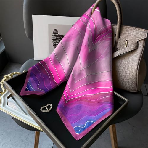 Scarf Silk Feeling Square Satin Head Hair Scarf Wrap 27.5 Inches Headwear Aesthetic Cute Decoration Women Girls - color: V-23-pink