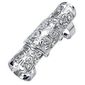 Szxc Jewelry Women's Crystal Double Full Finger Armor Knuckle Ring Adjustable - color: clear