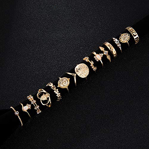 15Pieces Stackable Knuckle Ring Set.Vintage Rhinestone Stacking Joint Ring Midi Finger Rings for Women
