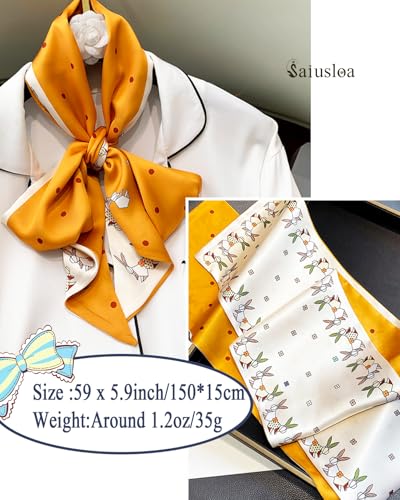 Purse Scarf For Handbags Head Scarves For Women's Hair Bags Scarfs Long Skinny Scarves Fashion Silky - color: A15-little Orange Rabbit