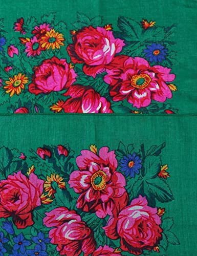 MJ SERECA Acrylic Bandana Printed Hair Scarf Square Ukrainian Head Scarf Floral Babushka Neck Scarf for Women 30"/42"/60" - color: 2 Pack-e 42"